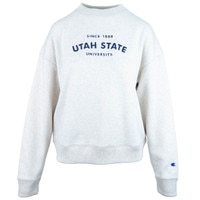 women' champion utah state university embroidered stone crewneck sweatshirt